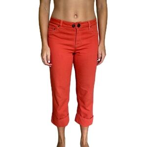 cropped denim capri jeans cuffed orange 4